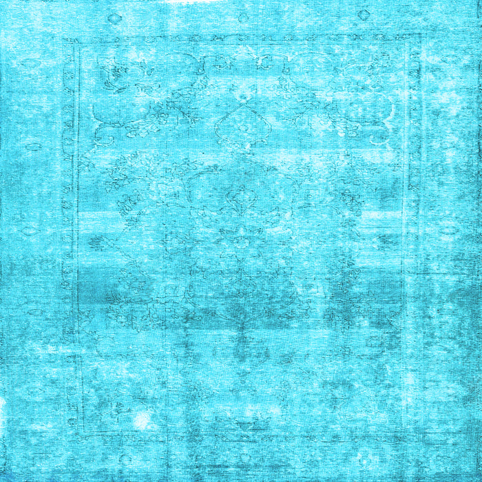 Square Machine Washable Persian Light Blue Traditional Rug, wshtr3386lblu
