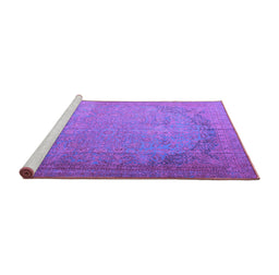 Sideview of Machine Washable Persian Purple Traditional Area Rugs, wshtr3387pur