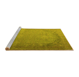 Sideview of Machine Washable Persian Yellow Traditional Rug, wshtr3387yw