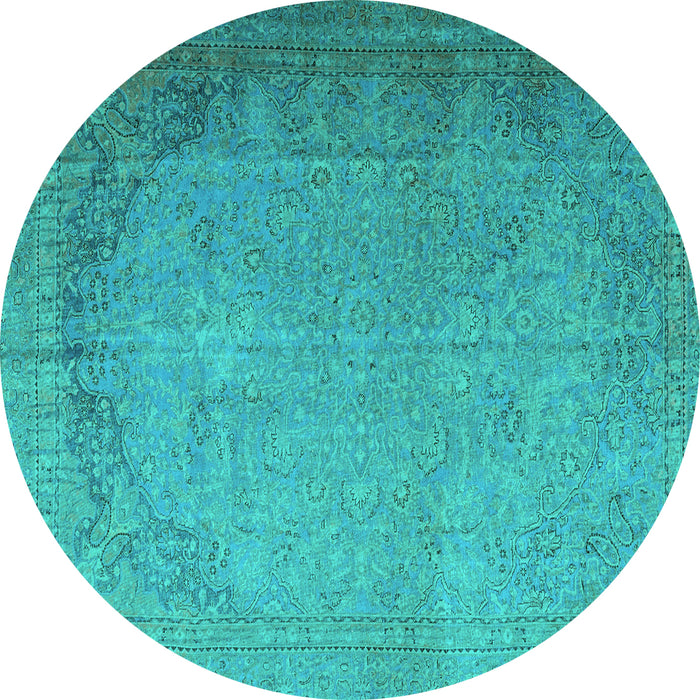 Round Persian Turquoise Traditional Rug, tr3387turq