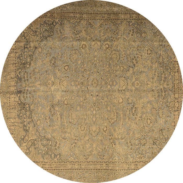 Round Persian Brown Traditional Rug, tr3387brn