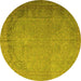 Round Persian Yellow Traditional Rug, tr3387yw