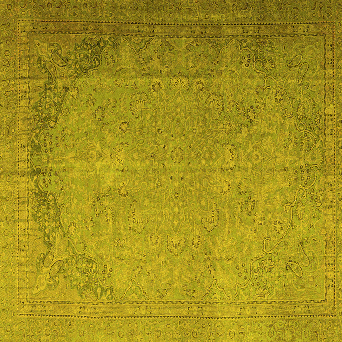 Square Machine Washable Persian Yellow Traditional Rug, wshtr3387yw