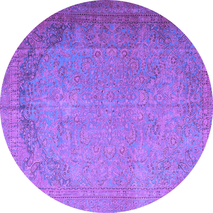 Round Persian Purple Traditional Rug, tr3387pur