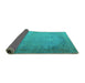 Sideview of Persian Turquoise Traditional Rug, tr3387turq