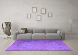 Machine Washable Persian Purple Traditional Area Rugs in a Living Room, wshtr3387pur