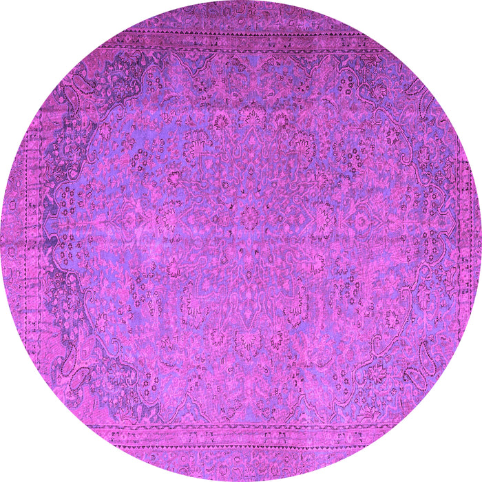 Round Machine Washable Persian Pink Traditional Rug, wshtr3387pnk