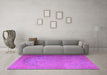 Machine Washable Persian Pink Traditional Rug in a Living Room, wshtr3387pnk