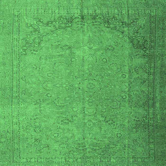 Square Machine Washable Persian Emerald Green Traditional Area Rugs, wshtr3387emgrn