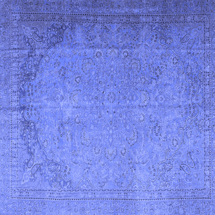 Square Machine Washable Persian Blue Traditional Rug, wshtr3387blu