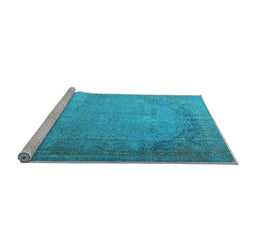 Sideview of Machine Washable Persian Light Blue Traditional Rug, wshtr3387lblu