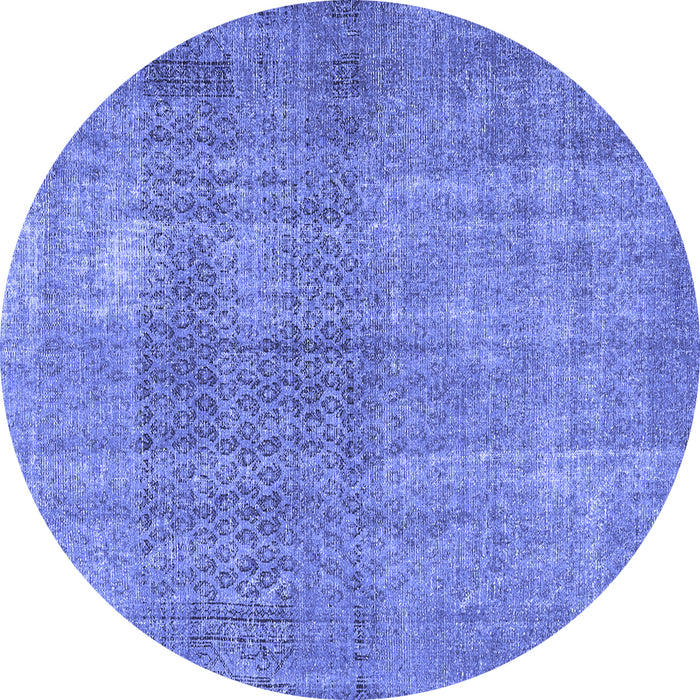 Round Machine Washable Persian Blue Traditional Rug, wshtr3388blu