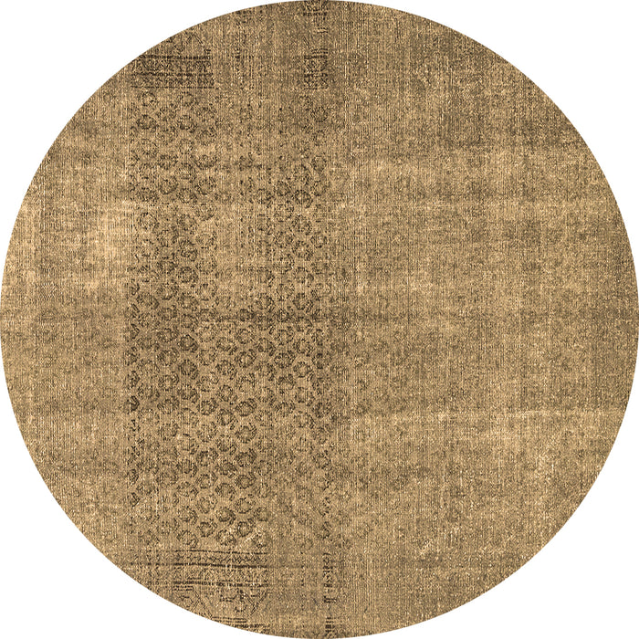 Round Persian Brown Traditional Rug, tr3388brn