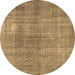 Round Persian Brown Traditional Rug, tr3388brn