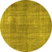 Round Machine Washable Persian Yellow Traditional Rug, wshtr3388yw