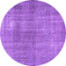 Round Persian Purple Traditional Rug, tr3388pur