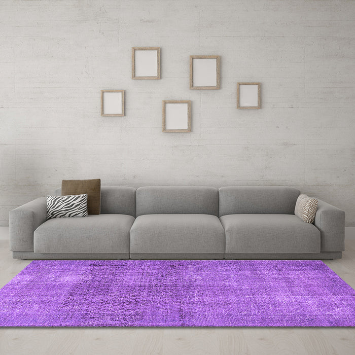 Machine Washable Persian Purple Traditional Area Rugs in a Living Room, wshtr3388pur