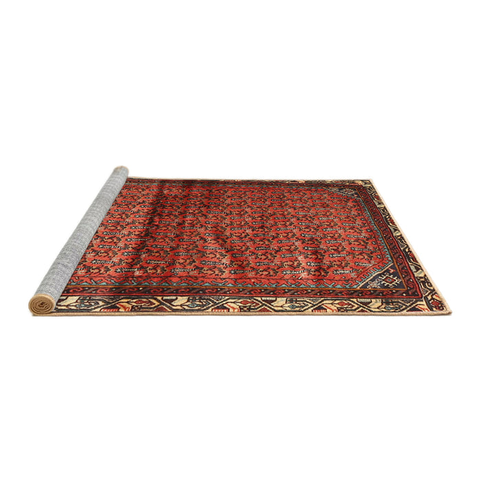 Sideview of Machine Washable Traditional Tomato Red Rug, wshtr3389