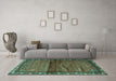 Machine Washable Persian Turquoise Traditional Area Rugs in a Living Room,, wshtr3389turq