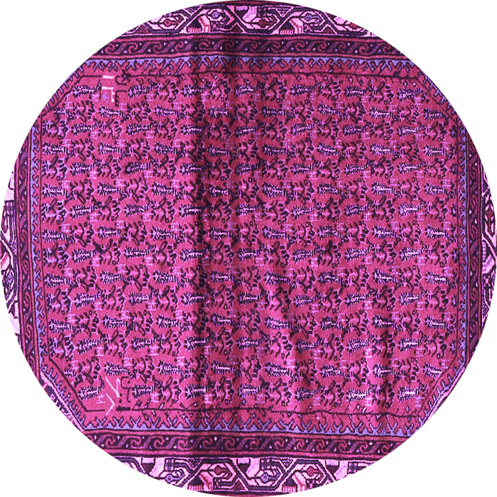 Round Persian Purple Traditional Rug, tr3389pur