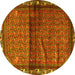 Round Persian Yellow Traditional Rug, tr3389yw