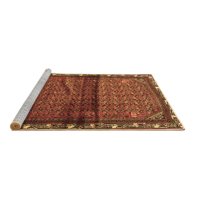 Sideview of Machine Washable Persian Brown Traditional Rug, wshtr3389brn
