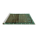 Sideview of Machine Washable Persian Turquoise Traditional Area Rugs, wshtr3389turq