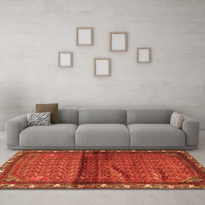 Machine Washable Persian Orange Traditional Area Rugs in a Living Room, wshtr3389org
