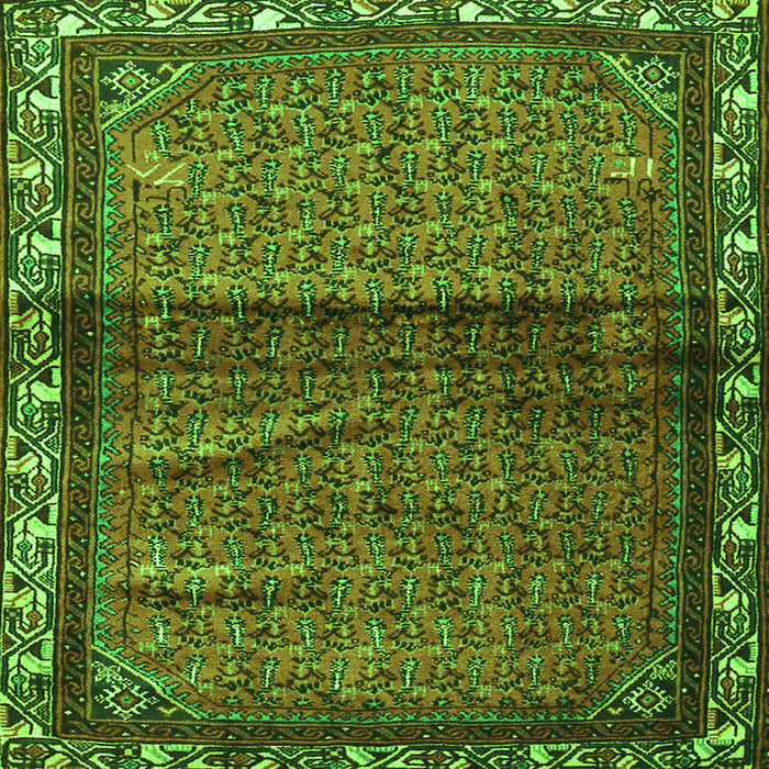 Serging Thickness of Persian Green Traditional Rug, tr3389grn