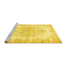 Sideview of Machine Washable Persian Yellow Traditional Rug, wshtr338yw