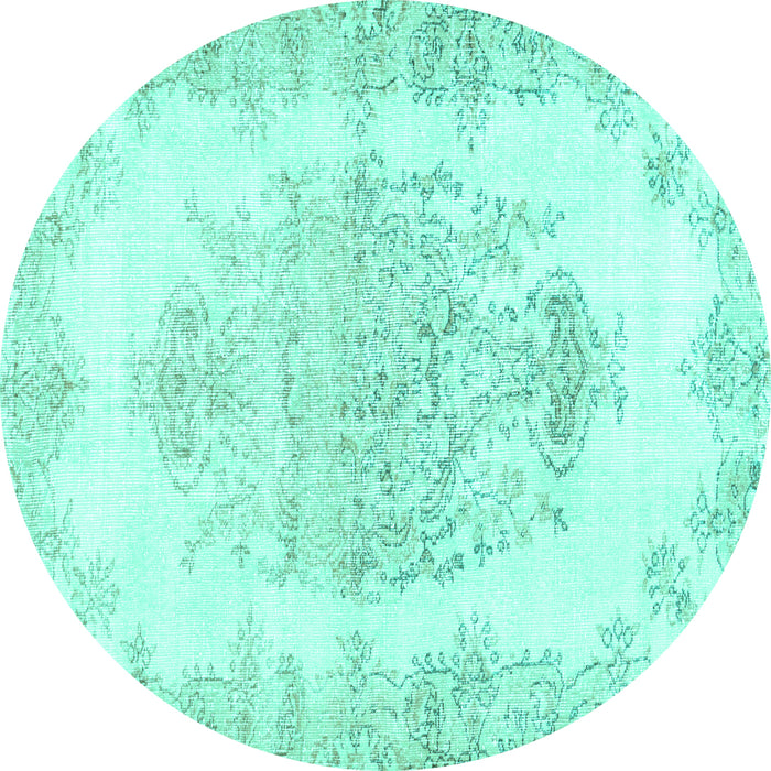 Round Machine Washable Persian Turquoise Traditional Area Rugs, wshtr338turq