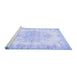 Sideview of Machine Washable Persian Blue Traditional Rug, wshtr338blu