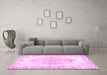 Machine Washable Persian Pink Traditional Rug in a Living Room, wshtr338pnk