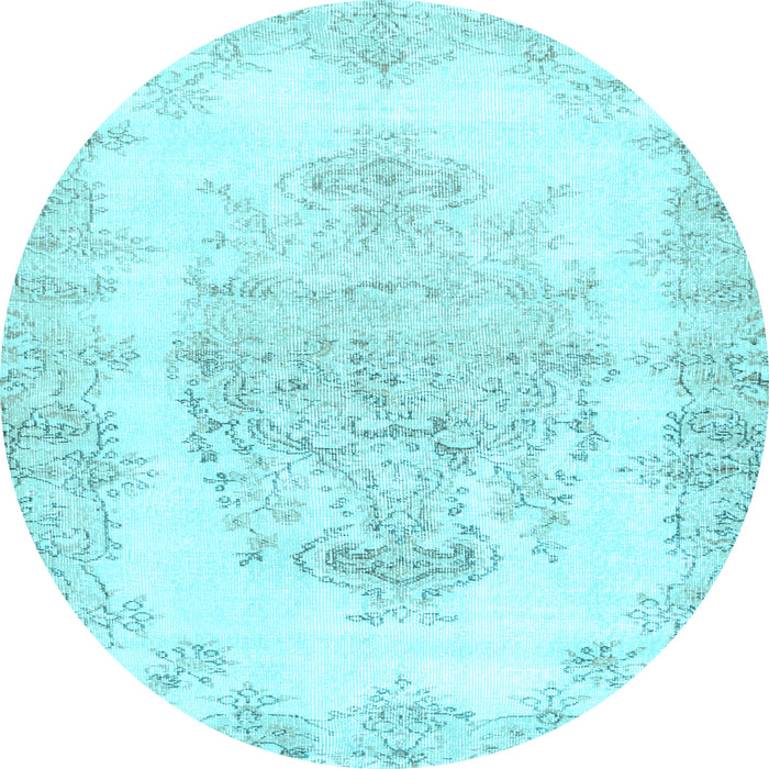 Round Machine Washable Persian Light Blue Traditional Rug, wshtr338lblu