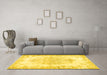 Machine Washable Persian Yellow Traditional Rug in a Living Room, wshtr338yw