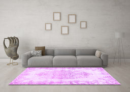Machine Washable Persian Purple Traditional Area Rugs in a Living Room, wshtr338pur