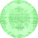 Round Persian Emerald Green Traditional Rug, tr338emgrn