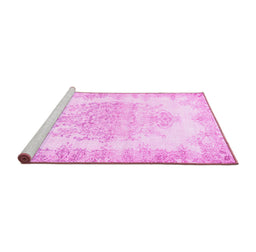 Sideview of Machine Washable Persian Pink Traditional Rug, wshtr338pnk