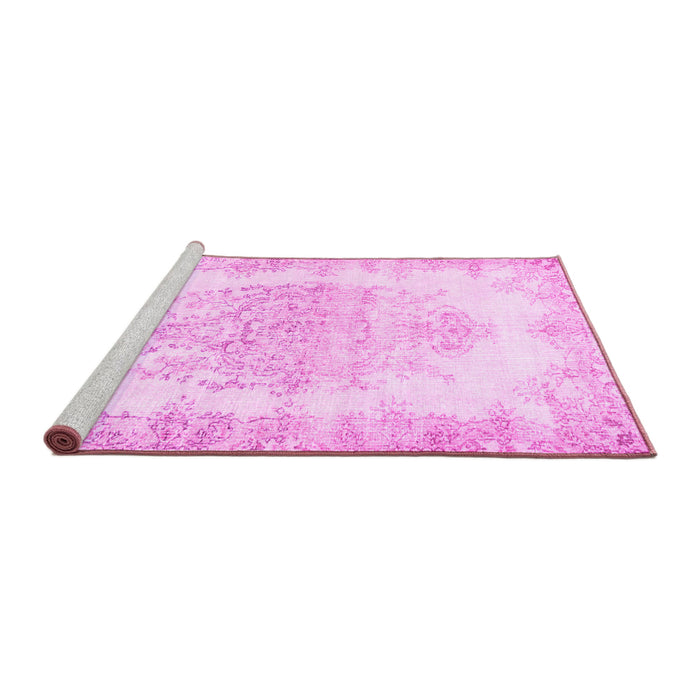 Sideview of Machine Washable Persian Pink Traditional Rug, wshtr338pnk