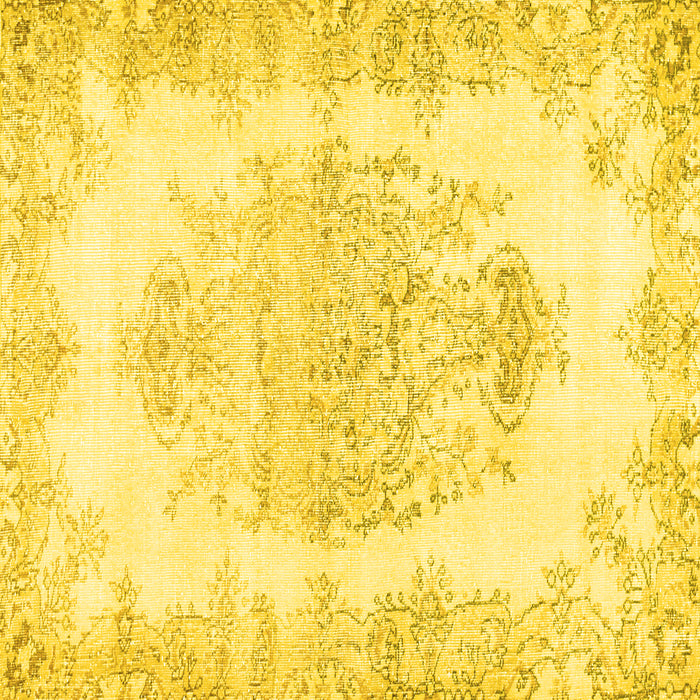 Square Machine Washable Persian Yellow Traditional Rug, wshtr338yw
