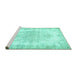 Sideview of Machine Washable Persian Turquoise Traditional Area Rugs, wshtr338turq