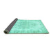 Sideview of Persian Turquoise Traditional Rug, tr338turq