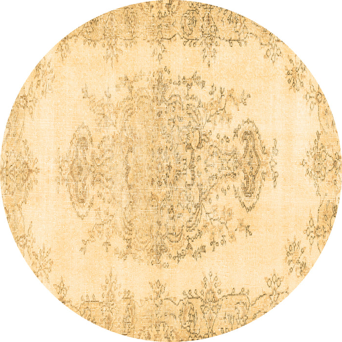 Round Persian Brown Traditional Rug, tr338brn