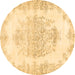 Round Persian Brown Traditional Rug, tr338brn