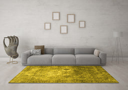 Machine Washable Persian Yellow Traditional Rug in a Living Room, wshtr3390yw