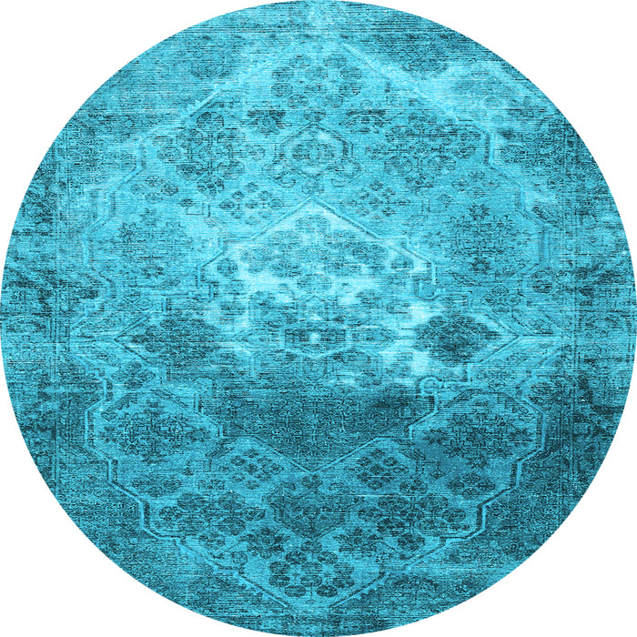 Round Machine Washable Persian Light Blue Traditional Rug, wshtr3390lblu