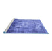 Sideview of Machine Washable Persian Blue Traditional Rug, wshtr3390blu