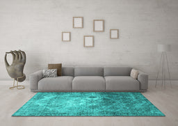Machine Washable Persian Turquoise Traditional Area Rugs in a Living Room,, wshtr3390turq