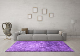 Machine Washable Persian Purple Traditional Area Rugs in a Living Room, wshtr3390pur
