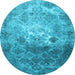 Round Persian Light Blue Traditional Rug, tr3390lblu